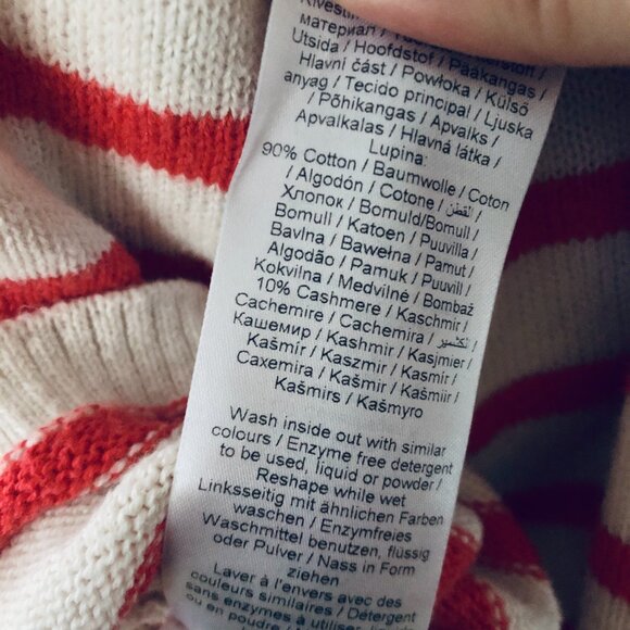 [Women's M] PART TWO Cashmere Cotton Breton Stripe Sweater Nautical Preppy - Picture 8 of 8